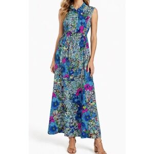 LUDY for Ludi's Honolulu Vintage Colorful Sleeveless Hawaiian Maxi Dress (SMALL)